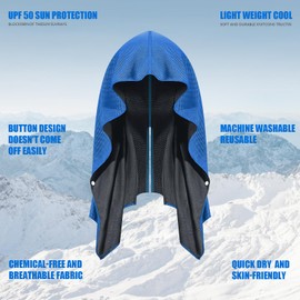 Leuceiy Cooling Hoodie Towel for Men, Cooling Towels for Neck and Face, Cooling Head Towels Stay Chill Towel, Sport Workout Camping Cycling Cool Towel for Hot Weather(Royal Blue)