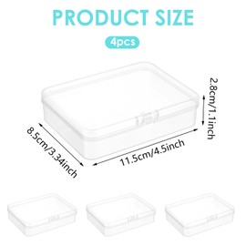 CIATBYYJ 4Pcs Clear Small Plastic Case, Transparent Mini Plastic Containers, Rectangular Small Storage Box with Lid, 4.5 X 3.3 X 1.1 Inch Clear Rectangle Bead Organizer Box