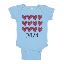 TATY Kids Hearts Dylan Baby Infant One Piece Bodysuit 12 Months Light Blue