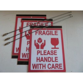 Easy Read Register LUGGAGE TAGS LOT OF 3- FRAGILE HANDLE WITH CARE - 5 X 4, LAMINATED, LIGHT WEIGHT