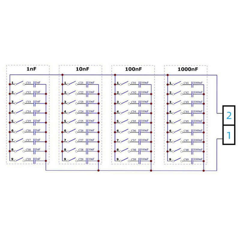 1nF Step 4 Digit Decade Programmable Capacitor Board Polypropylene Film