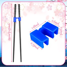 Tessco for you 5 Pairs Training Chopstick Helpers Reusable Chopsticks for Beginner Non Slippery Replaceable Practice Heat Resistant Holder with Clip for Trainer(Polymer,Black)