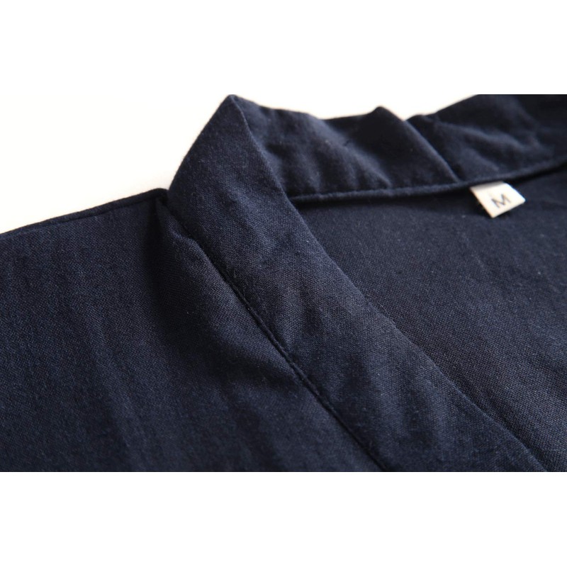 SISOFTLY Men's 3/4 Sleeve Jinbei, Plain, Spring and Summer, Double