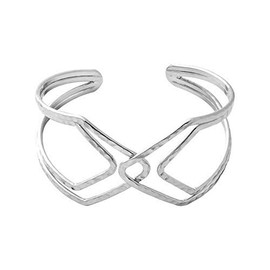 SENFAI Women Wide Hollow Cuff Bangles Statement Jewelry Punk Copper Opening Bangle Bracelets (Silver)