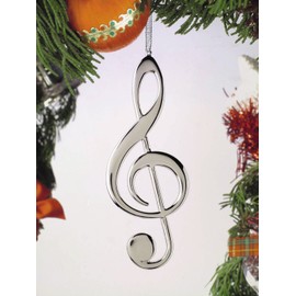 Music Treasures Co. Treble Clef Christmas Ornament (Silver)