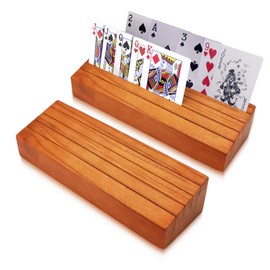 hismocal Playing Card Holders Deck Stand, Play Cards Holder for Kids or Elder People, Hands-Free Wood Holder Racks,Tray for Organizing Cards (2 Pack)