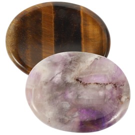 FRCOLOR Natural Massage Stone Set 2pcs Thumb Stone for Anxiety Relief Appearance for Crystal Lovers Decor