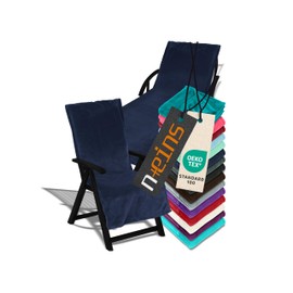 npluseins Cushion for Garden Furniture - Protective Cover with Hood - Fleece 1521.2199, Garden Lounger Approx. 70 x 200 cm, Navy