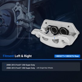 Autoround 18B5077 18B5076 Brake Caliper Assembly with Bracket Fit for Ford F-250 F-350 Super Duty 2008 2009 2010 2011 2012, Rear Driver Passenger Side