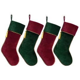 Ugiftcorner Red and Green Christmas Stockings 4 Pack Velvet Christmas Stockings with Tassel Decoration Large Stockings Christmas Decorations for Xmas Fireplace Holiday Party