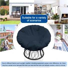 Rkufoze Papasan Chair Cover Only, 55-Inch Waterproof Papasan Chair Covers, Papasan Chair Cover with Zipper and Straps, Washable Papasan Covers (Navy, 55in/140cm)