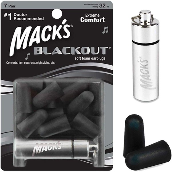 MACK'S 7 Pairs 14 Pack Music Earplugs Black Out Soft Foam Earplugs for Live Concerts and Other Music Events