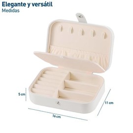 Bluelander Joyero, Alajero Organizador de Joyas para Anillos, Collares, Relojes, Pulseras y Aretes, Organizador de Joyeria para Viaje Impermeable de Cuero, Interior de Terciopelo (Blanco)