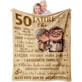 YESTUTI Golden Wedding, Golden Wedding Gifts, Gift Decoration, Decorative Golden Wedding, 50 Golden Wedding Gifts, Gift Ideas for 50th Wedding Anniversary Blanket, 150 x 130 cm