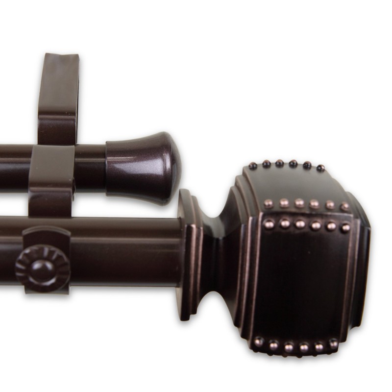 Rod Desyne 1" Bennett Double Curtain Rod, 48-84", Bronze