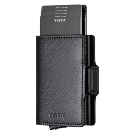 VULKIT Credit Card Holder Men's Wallet RFID Protection Leather Wallet Gentlemens Card Holder Wallet for Cards & Banknotes, Cross Black, Exquisite