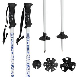 Glory Ski Poles for Adults - Ultra Durable Downhill 6 Series Aluminum Shaft Ski Poles for Men and Women - Snow Skiing Gear for All Mountain, Free Style Skiing (Porcelain, 115 CM)