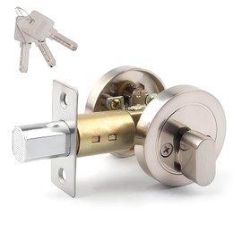 Zinc Alloy Bedroom Door Locks with Keys, Single Cylinder Deadbolt, Round Deadbolt Bedroom Lock, Invisible Modern Door Locks for 35-50mm Front Door, Entrance Door, Passage Door, Bedroom Door (Silver)