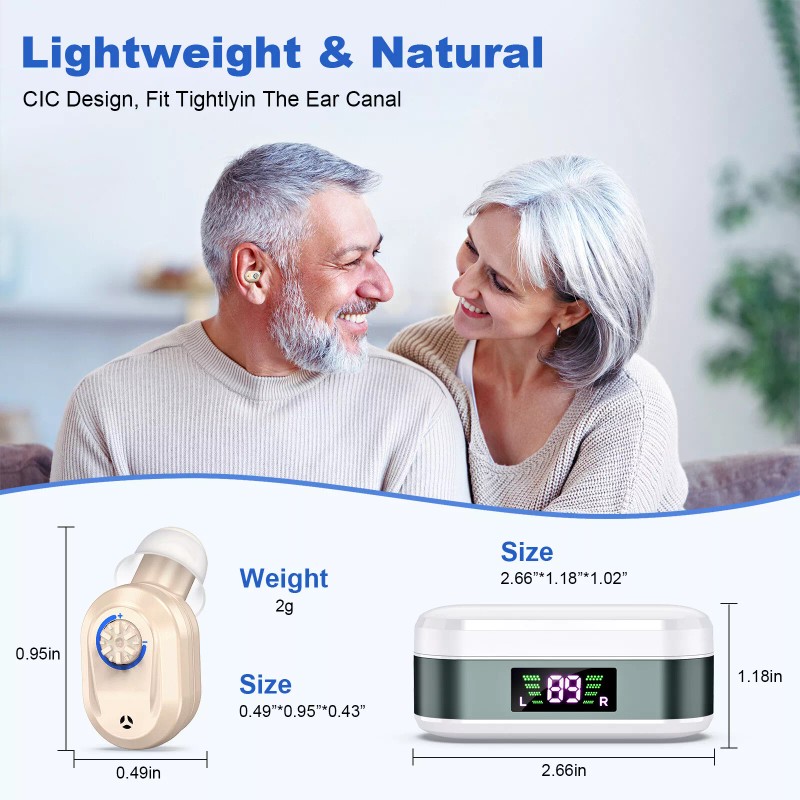 K&FCOPTEE ITE Digital Hearing Aids For Adults Adjustable Rechargeable Hearing