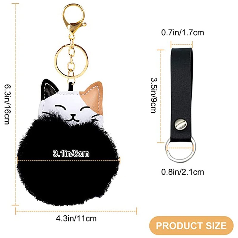 Qiwenr Plush Ball Keyring, black