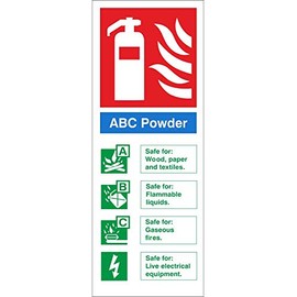 UK Safety Store ABC Powder Sign 80mm x 200mm Rigid Plastic (FI.08N-RP)
