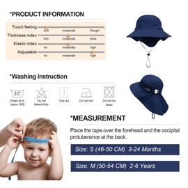 JUPSK Kid's Bucket Hat, Toddler Sun Hat Children's Foldable Hat Adjustable Sun Protection Hat Outdoor Play Hat Portable Unisex Wide Brim Hat Neck Protection Hat Blue