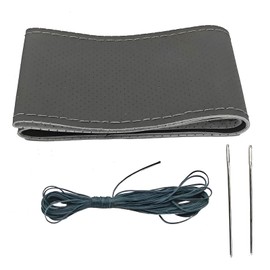 QKWL Steering Wheel Cover，Steering Wheel Wrap，Steering Wheel Covers, Wear-Resistant, Sweat-Absorbing, Anti-Slip and Dustproof Fits Most Sedans, SUVs, Trucks, and Vans (Grey, Hole)