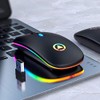A2 Mouse Luz Led Inalambrico Recargable Color Negro 2.4G Portatil