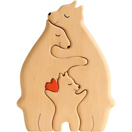 Wooden Bears Puzzle,Wood Love Animal Puzzle Decoration,3 Hug Wooden Bear,for Birthday Christmas, Anniversary Mother Day, Father Day