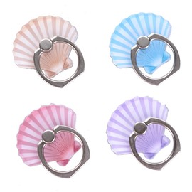 4PACK Cute Phone Ring Holder Grip, Funny Mermaid Sea Shell Conch 360 Rotation Cellphone Stand Finger Mount Kickstand (Shell)