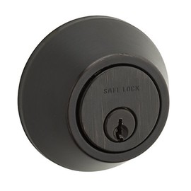 Weiser Safelock Venetian Bronze Round Deadbolt Lock, ANSI/BHMA Grade 3 Certified Front Door Lock, Exterior Door Lock with Key, Traditional Door Locks for Entry Door