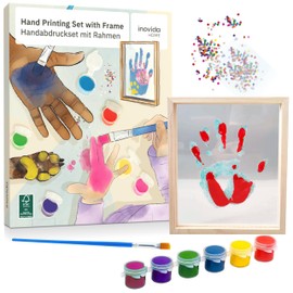 Fingerprint Set: Family Handprint Set with 6 Finger Paints - Family Handprint Set - Baby Print Set - Cat and Dog Paw Print Set - Baby Footprint Set - by Inovida