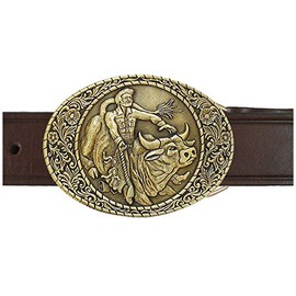 Bull Rider Buckle and Belt OBM167B IMC-Retail 42 Chestnut Brown
