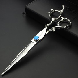sharonds 6 inch/7 Inch Hair Scissors, Blue Gem Hair Scissors, High-End Salon 440C Steel Barber Scissors (7 Inch Flat)