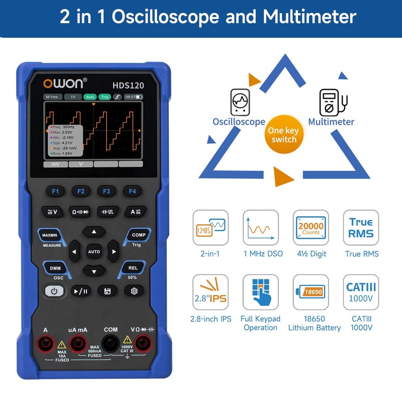 OWON HDS120 Oscilloscope 2 in 1 1MHz Handheld Multi Functional