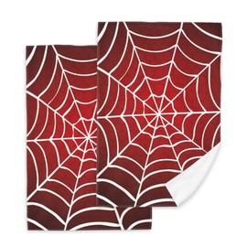 Mogifedc Red Spider Web Bath Hand Towels Set of 2,Absorbent Decorative Dish Towel Polyester Soft Bath Hand Towels for Kitchen Sports Gym Yoga Home Decor 16X24 in