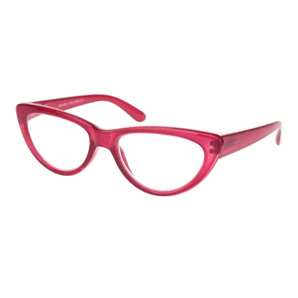 PASTL Womens Reading Glasses Magnified Strength Clear Lens Red Cateye Frame +2.5
