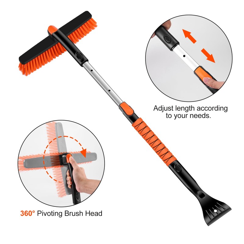 Odoland Ice Scraper with Snow Brush and Snow Shovel, 35"