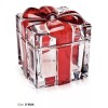 Godinger SHANNON Crystal Gift Trinket Square Present Box Red Bow-Clear