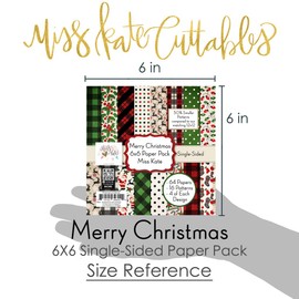 6x6 Pattern Paper Pack – Merry Christmas - for 7 Scrapbook Premium Specialty Paper Single-Sided 6"x6" Collection Includes 64 Sheets - 50% Smaller Patterns - by Miss Kate Cuttables