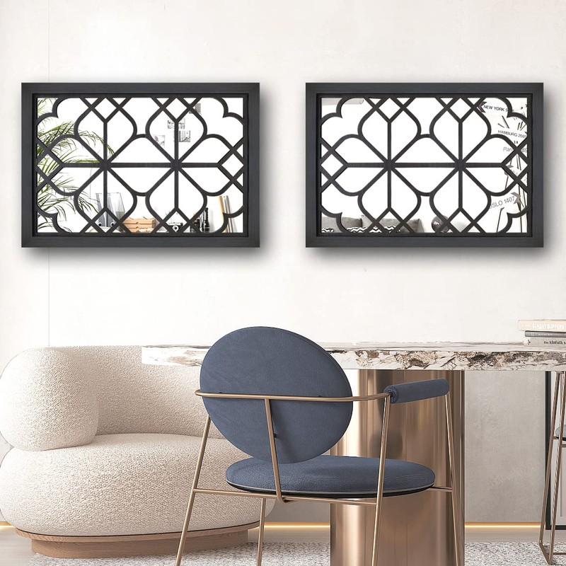 Wocred Set of 2 Rectangular Wall Mirror,Gorgeous Rustic Farmhouse Accent