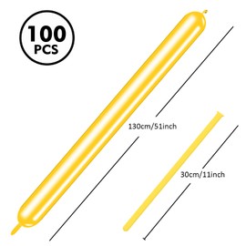 Rimobul 100PCS 260Q Balloons Twisting Animal Long Balloons Thickening Latex Twisting Modeling Long Magic Balloons for Animal Shape,Birthdays,Clowns (Yellow)