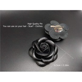 Camellia Brooch Pin Camellia Flower Pin Leather Brooch Pin For Women, Leather, strontium-titanate