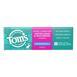 Tom's of Maine Pasta Dental sin Flúor Blanqueadora Antiplaca 127 g. Combate la Formación de Sarro y Disfruta de un Aliento Fresco. Cuida tu Esmalte. Dientes más Blancos y con Ingredientes Naturales