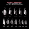 600 Pieces Long False Nails Stiletto FITDON Transparent Full Cover