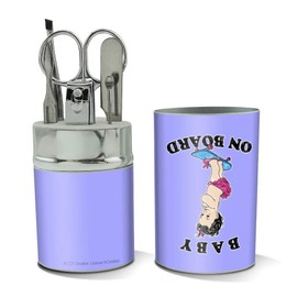 Baby On Skate Board Funny Humor Stainless Steel Manicure Pedicure Grooming Beauty Care Travel Kit