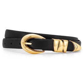 XZQTIVE Women's Leather Belt Fashion Ladies Belt with Gold Buckle for Jeans Dresses Pants Coats