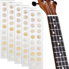 100 Pcs 5 Sheets Dot Fret Markers Guitar Fretboard Stickers Guitar Neck Decal for Ukulele Bass Banjo Aged White Pearl, 0.25 Inch (6.35mm)