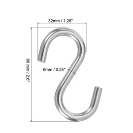 PATIKIL S Hooks, 2 Pack 2.6 Inch 304 Stainless Steel Multipurpose Hook for Hanging Hammock Stand Swing Plants Garage Workshop Utility Use, Silver Tone