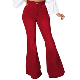 Women Flare Jeans for Vintage Bell Bottom Jeans Distressed Frayed Raw Hem Elastic Flared Jean